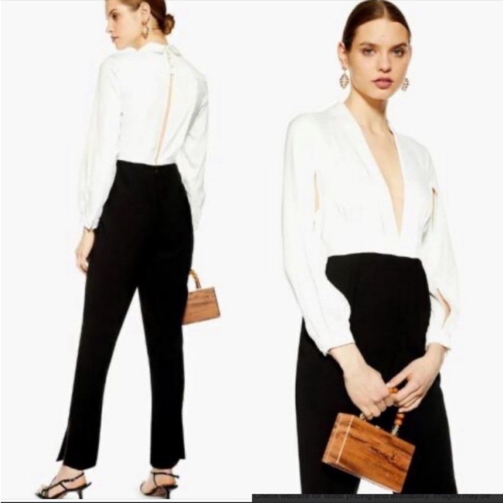 NWT Topshop Tux Crepe Plunge Jumpsuit - Size 4